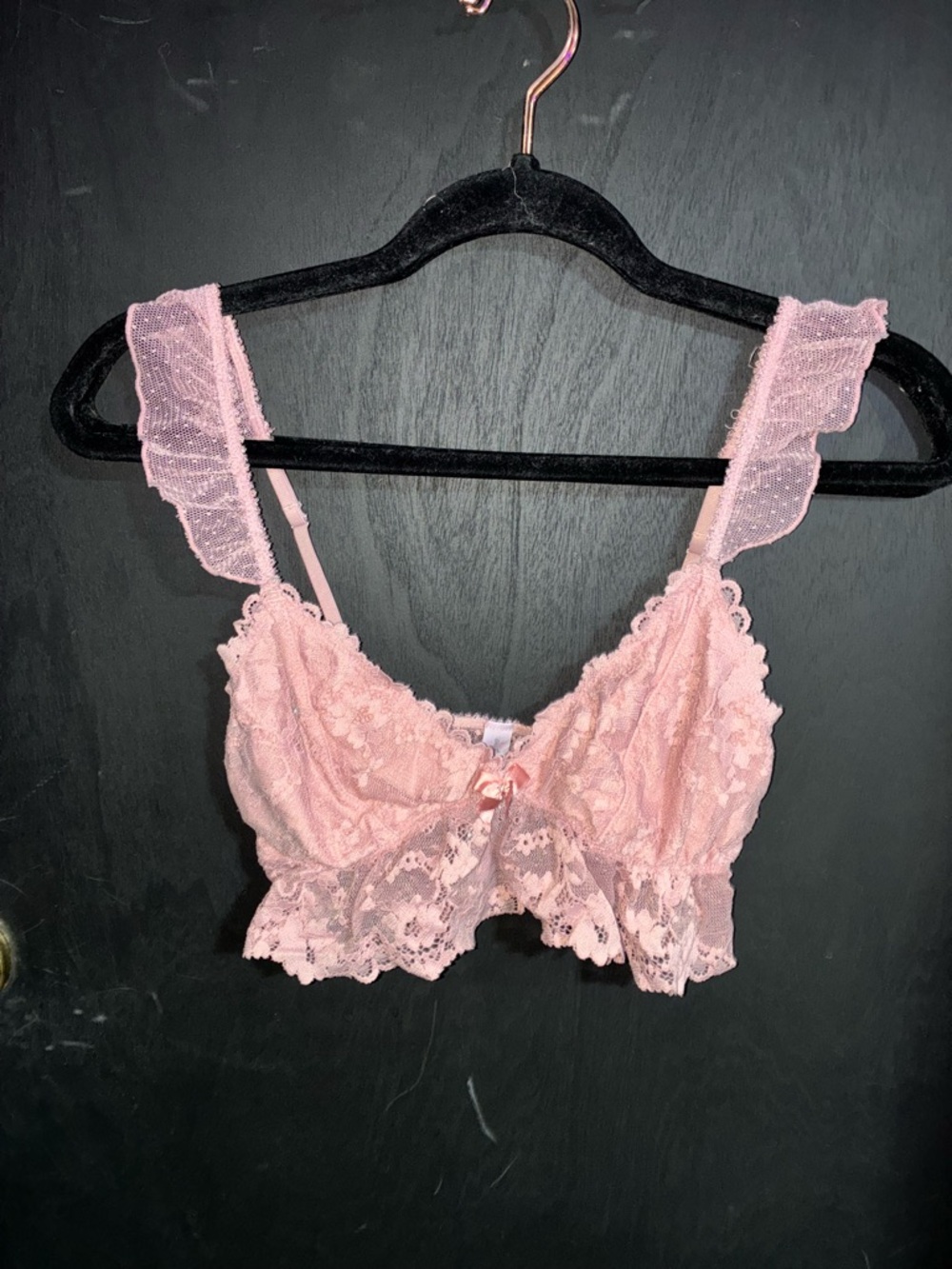 Urban Outfitters Pink Lace Ruffle Bralette